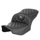 Saddlemen Roadsofa Lattice Stitch Seat for Harley 24-25 Touring Road Glide / Street Glide / Carbon Fiber / Silver / Without heating / Without backrest  - Customhoj
