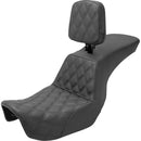 Saddlemen Tour Step-Up Motorcycle Seat for Harley 06-17 Dyna / With Backrest / Front Lattice Stitch  - Customhoj