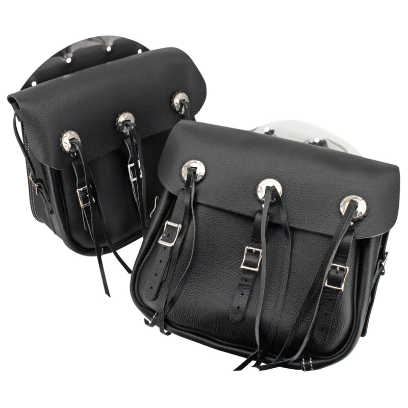 Samwel 36-43 Style Leather Saddlebags for Harley 36-57 rigid Big Twin (Replaces OEM: 11785-36 / 11785-36B) / Black  - Customhoj