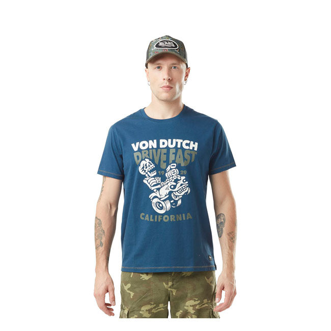 Von Dutch Drive T-Shirt Blue/White / S