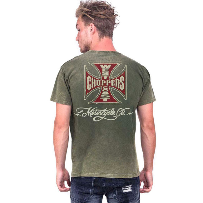 West Coast Choppers Motorcycle Co. Vintage T-Shirt Green Wash / M  - Customhoj