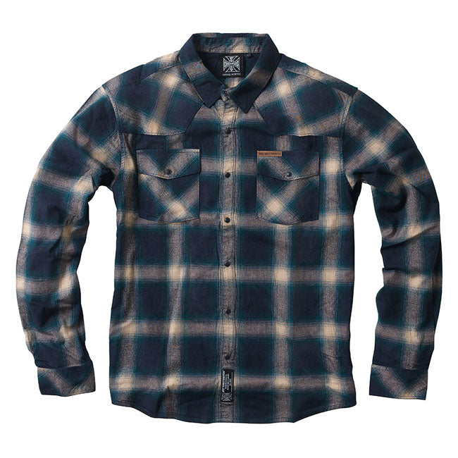 West Coast Choppers Outlaw Flannel Shirt Blue/Beige / S  - Customhoj