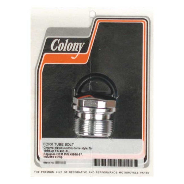 COLONY Fork tube caps Colony Fork Tube Cap. FXR 87-94; Dyna 91-05; XL 88-21 Customhoj