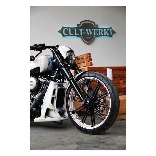 CULTWERK Damask / Gaffelkåpa / Bälg Cult-Werk 6-piece fork tube cover kit. Alu boots. V-Rod 02-11 / Dyna 06-17 / Softail 18-21 Customhoj