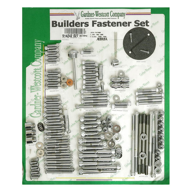 GARDNER-WESTCOTT Skruvkit Harley 92-95 DYNA / Krom GW Builders Fasterner Set Insex Krom HD 48-21 Customhoj