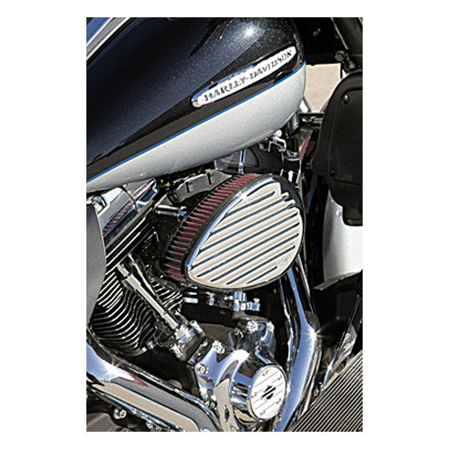 K&N Air Cleaner Harley 16-17 Softail; 2017 FXDLS; 08-16 Touring, Trike. (e-throttle) / Chrome K&N Street Metal High-Flow Air Intake Flux for Harley Customhoj