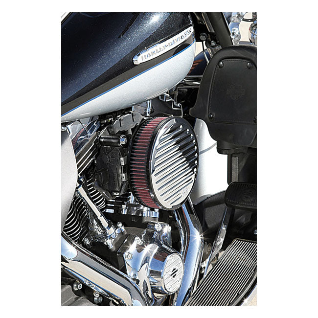 K&N Air Cleaner Harley 16-17 Softail; 2017 FXDLS; 08-16 Touring, Trike. (e-throttle) / Chrome K&N Street Metal High-Flow Air Intake Grind for Harley Customhoj