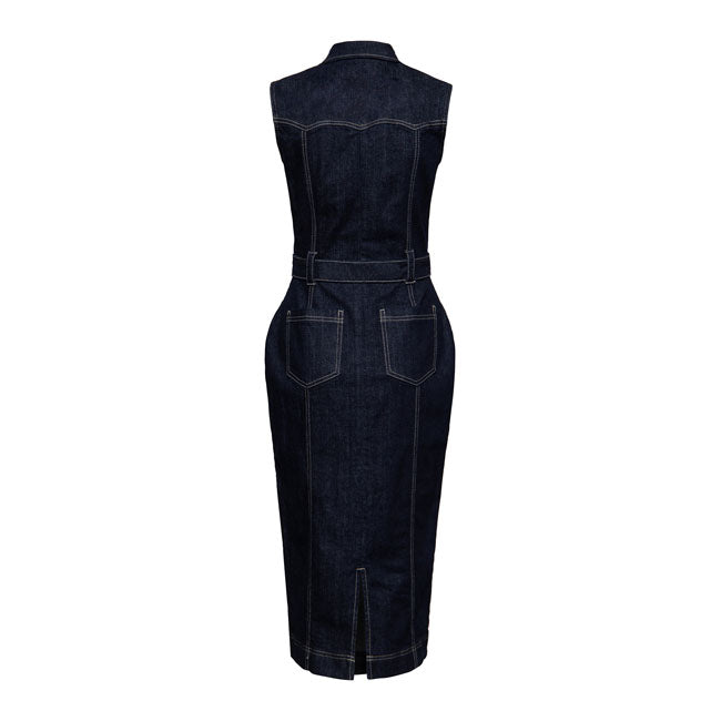 King Kerosin Dress Ladies Queen Kerosin Western Denim Pencil Dress Dark Blue Wash Customhoj