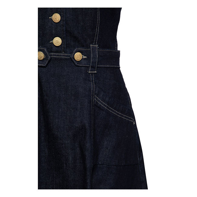 King Kerosin Dress Ladies Queen Kerosin Western Denim Swing Dress Dark Blue Wash Customhoj