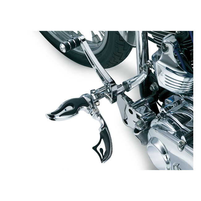 Kuryakyn Footpegs Harley All traditional H-D male mount. (excl. rider/passenger on: 18-21 Softails; 20-21 Livewire. excl. rider location on: 15-20 XG; 10-21 XL1200X/XS; 11-20 XL1200C; 12-16 XL1200V) Kuryakyn Flamin Switchblade Pegs for Harley Customhoj