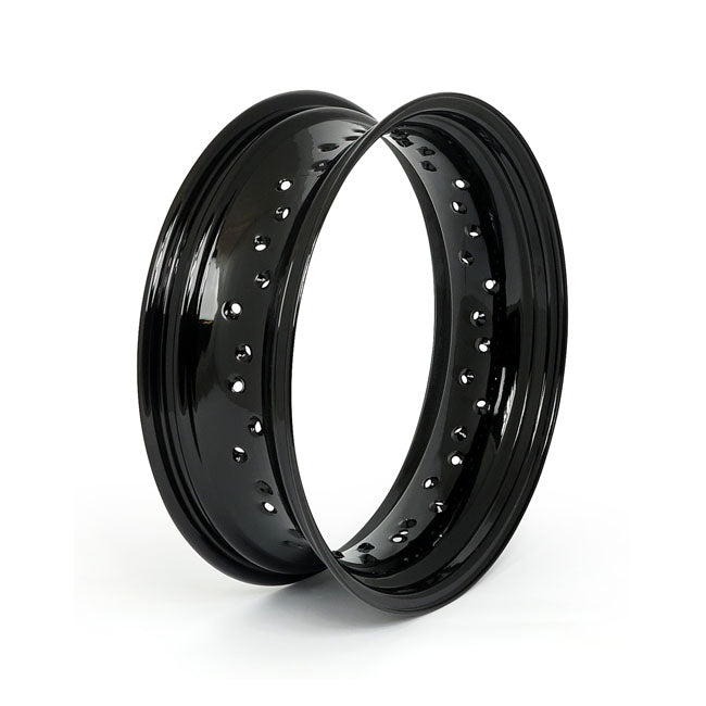 MCS Rim 16" 4.50x16" / Black / Rubber Side valve MCS 40 Spoke rims. OEM Style. 16". Several widths. Black / Chrome Customhoj