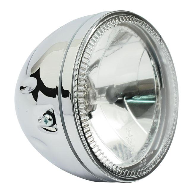 MCS Strålkastare Krom Skyline 5.75" H4 + Led Ring Med Sidofäste Krom / Svart Customhoj