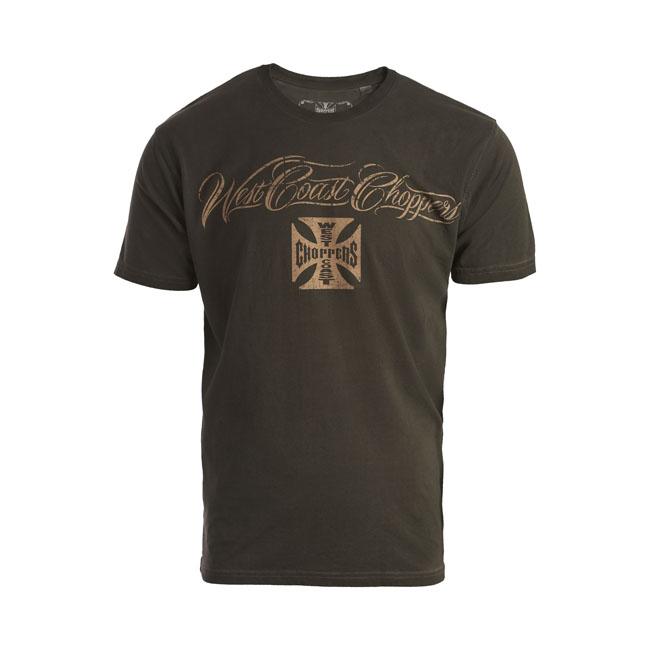 WEST COAST CHOPPERS T-shirt WCC Eagle Crest T-Shirt Oil Dye Anthracite Customhoj